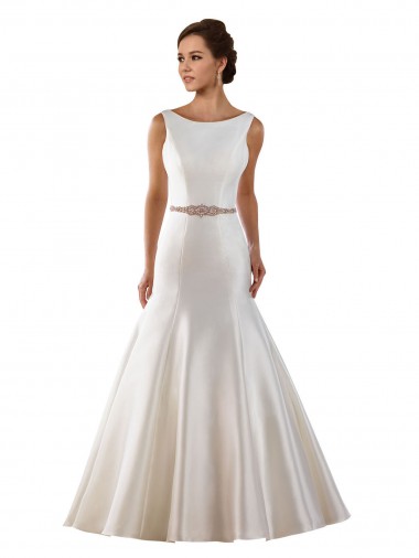 Satin Mermaid Chapel Train Sleeveless V-Back Modern Wedding Dress Cairns