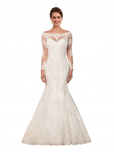 Lace Mermaid Chapel Train Long Sleeves Sexy Wedding Dress Cairns