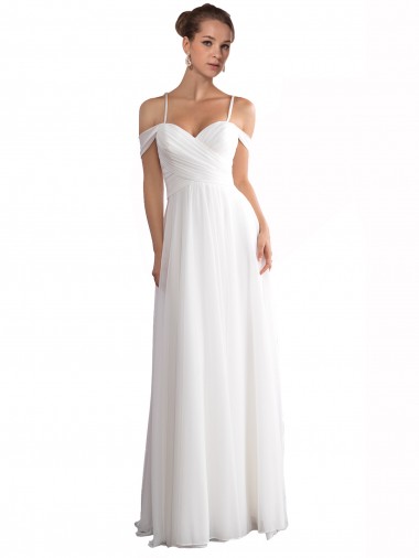 Soft Chiffon A-Line Sweep Train Sleeveless Beach Wedding Dress Cairns