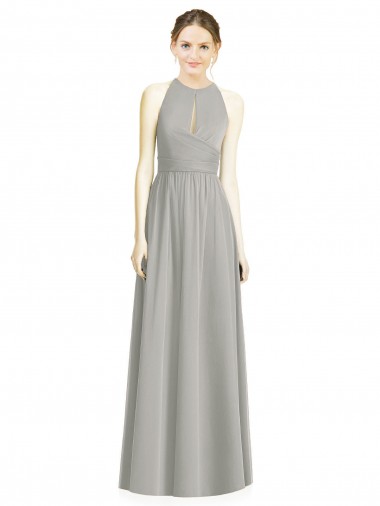 Chiffon A-Line Long Sleeveless Silver Bridesmaid Dress / Evening Dress Cairns