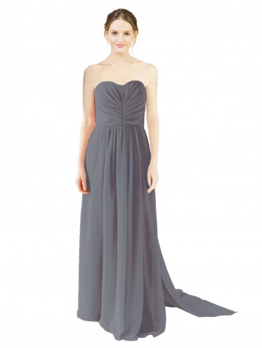 Chiffon A-Line Long Sleeveless Slate Grey Open Back Bridesmaid Dress / Evening Dress Cairns