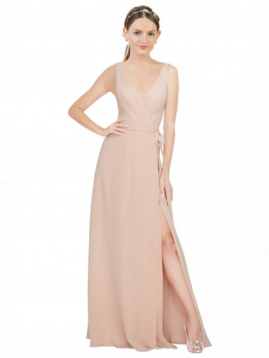 Luxe Chiffon A-Line Long Sleeveless Bridesmaid Dress / Evening Dress Cairns