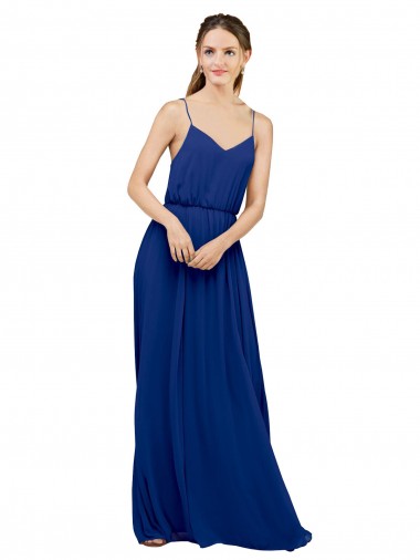 Chiffon A-Line Long Sleeveless Royal Blue Bridesmaid Dress / Evening Dress Cairns