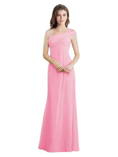 Chiffon A-Line Long Sleeveless One Shoulder Bridesmaid Dresses Cairns