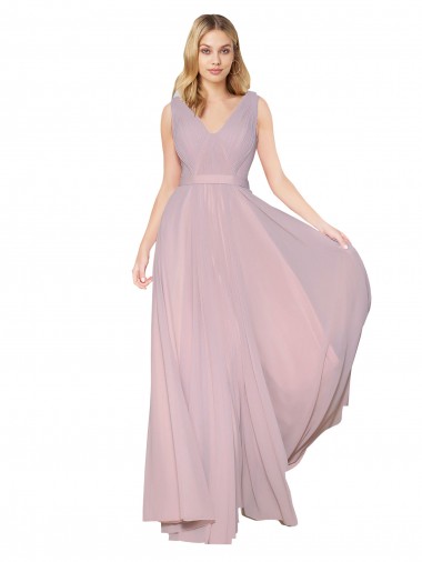 Soft Chiffon A-Line Long Sleeveless V-Back Formal Evening Gown / Prom Dress / Bridesmaid Dress Cairns