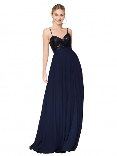 Soft Chiffon & Sequin A-Line Long Sleeveless Semi Formal Evening Dress / Prom Dress / Bridesmaid Dress Cairns