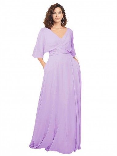 Lxue Chiffon A-Line Long Half Sleeves Low Back Bridesmaid Dress Cairns