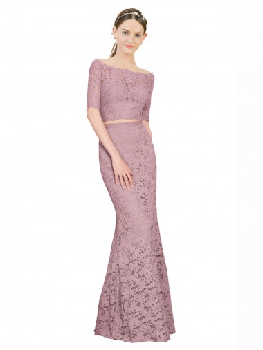 Lace Mermaid Short Sleeves Long Prom Dress / Bridesmaid Dress Cairns
