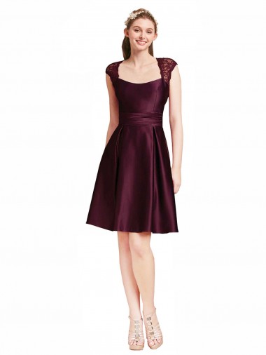 Satin & Lace A-Line Knee Length Sleeveless Open Back Bridesmaid Dress Cairns