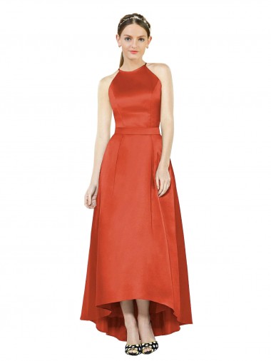 Satin A-Line Sleeveless High Low Bridesmaid Dress Cairns