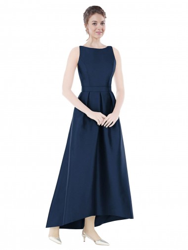 Satin A-Line Long Sleeveless High Low Bridesmaid Dress Cairns