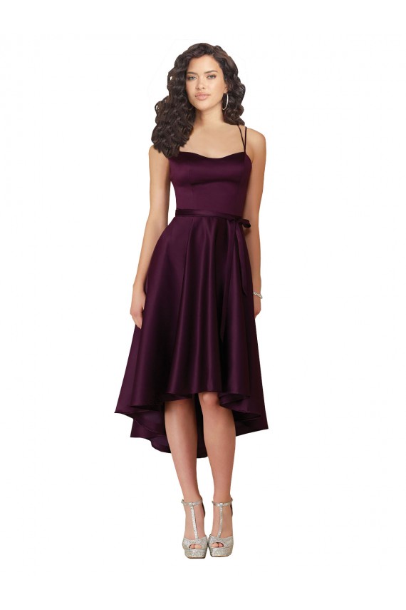 Satin A-Line Short Sleeveless Criss Cross Back High Low Prom Dress / Bridesmaid Dress Cairns