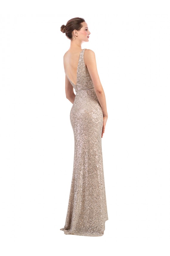 Sequin & Sparkling Sequin Sheath Long Sleeveless Low Back Formal Evening Gown / Prom Dress / Bridesmaid Dress Cairns