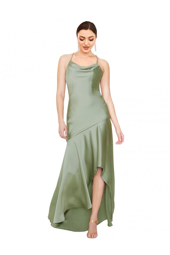 Silk like Satin A-Line Long Sleeveless Criss Cross Open Back High Low Evening Gown / Prom Dress / Bridesmaid Dress Cairns