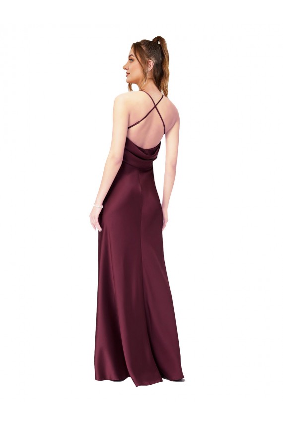 Silk like Satin Sheath Long Sleeveless Criss Cross Back Black Tie Evening Gown / Prom Dress / Bridesmaid Dress Cairns