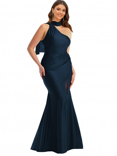 Silk like Satin Mermaid Long Sleeveless Front Slit Formal Plus Size Evening Gown / Prom Dress / Bridesmaid Dress Cairns