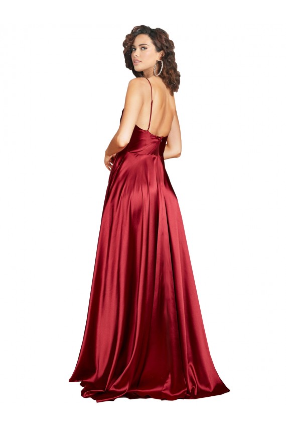 Silk like Satin A-Line Long Sleeveless Low Back Black Tie Evening Gown / Prom Dress / Bridesmaid Dress Cairns