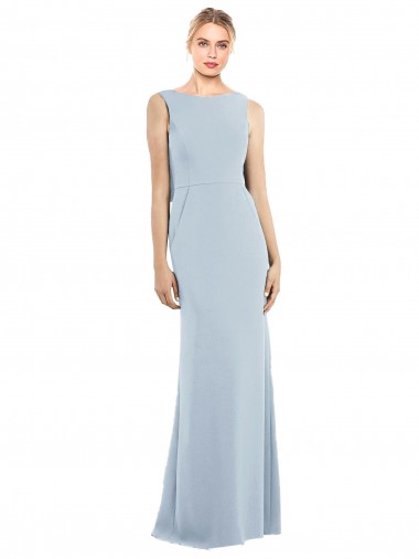 Stretch Crepe Trumpet Long Sleeveless Low Back Light Sky Blue Prom Dresses Cairns