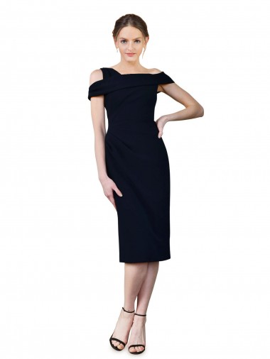 Stretch Crepe Mermaid Cocktail Length Sleeveless Dark Navy Prom Dresses Cairns