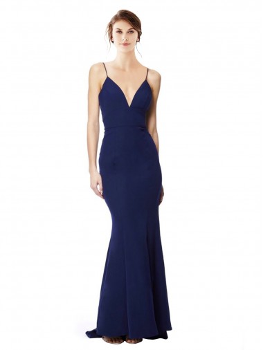 Stretch Crepe Mermaid Long Sleeveless Open Back Formal Dress / Bridesmaid Dress Cairns