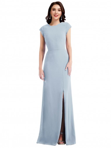 Stretch Crepe Trumpet Long Cap Sleeves Open Back Formal Evening Gown / Prom Dress / Bridesmaid Dress Cairns