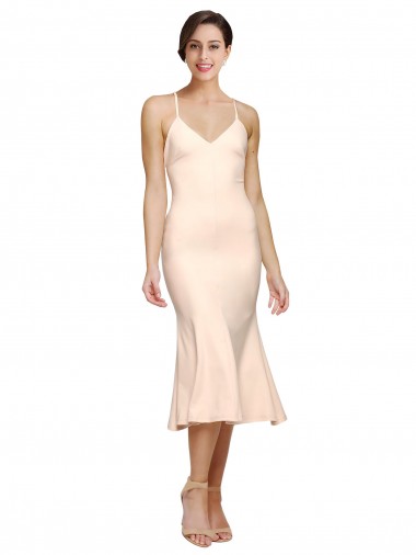 Stretch Crepe Sheath Midi Length Sleeveless Low Back Evening Gown / Prom Dress / Bridesmaid Dress Cairns