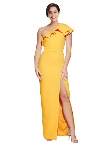 Stretch Crepe Sheath Long Sleeveless High Slit Prom Dresses Cairns
