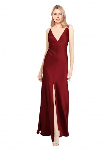 Stretch Satin A-Line Long Sleeveless V-Back Black Tie Evening Gown / Prom Dress / Bridesmaid Dress Cairns