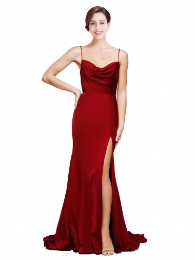 Stretch Satin Sheath Sweep Train Sleeveless Criss Cross Back Black Tie Evening Gown / Prom Dress / Bridesmaid Dress Cairns