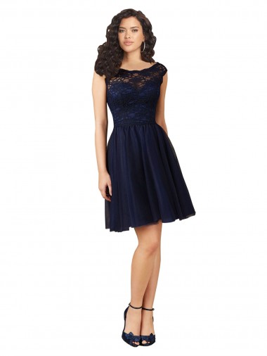 Tulle & Lace A-Line Knee Length Sleeveless V-Back Bridesmaid Dress Cairns