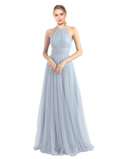 Tulle A-Line Long Sleeveless Criss Cross Back Bridesmaid Dress Cairns