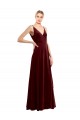 Stretch Velvet A-Line Long Sleeveless V-Back Bridesmaid Dress / Evening Dress Cairns