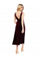 Stretch Velvet A-Line Midi Length Sleeveless V-Back Burgundy Prom Dresses Cairns