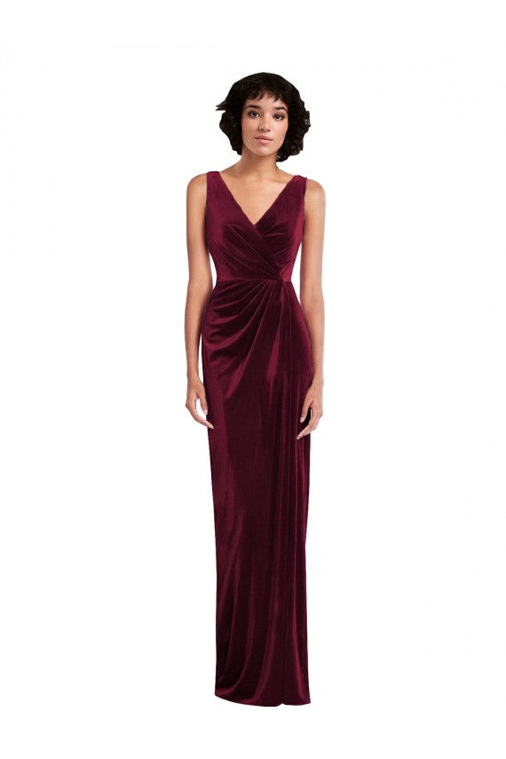 Stretch Velvet Sheath Long Sleeveless Burgundy Prom Dresses Cairns