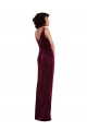 Stretch Velvet Sheath Long Sleeveless Burgundy Prom Dresses Cairns