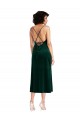 Stretch Velvet Sheath Midi Length Sleeveless Criss Cross Open Back Black Tie Evening Gown / Prom Dress / Bridesmaid Dress Cairns