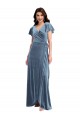 Stretch Velvet A-Line Long Flutter Sleeves Black Tie Evening Gown / Prom Dress / Bridesmaid Dress Cairns