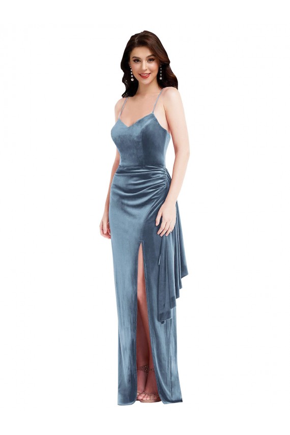 Stretch Velvet Trumpet Long Sleeveless Low Back Formal Evening Gown / Prom Dress / Bridesmaid Dress Cairns