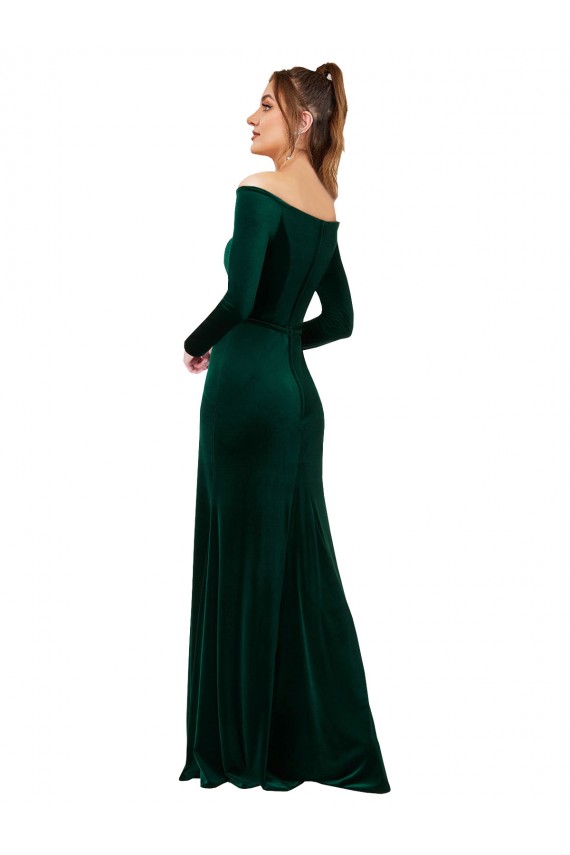 Stretch Velvet Sheath Long Long Sleeves Formal Evening Gown / Prom Dress / Bridesmaid Dress Cairns