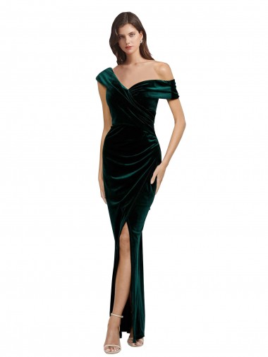 Stretch Velvet Sheath Long Sleeveless High Low Evening Gown / Prom Dress / Bridesmaid Dress Cairns